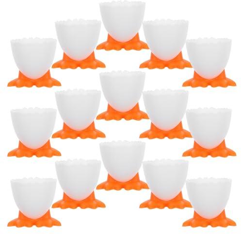 PACKOVE 20 Tazas de Huevos Duros de Plástico Diseño de Pollito, Soporte Individual para Huevos, Expositor Creativo para Desayuno en Casa, Restaurantes y Cafeterías