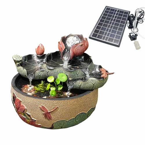 Solar Fountain, Outdoor Garden Waterfall Decor, Rustic Cascading Water Feature with 12V Water Pump, Relaxing Flow, Suitable for Patio, Yard, Backyard, Porch(A)