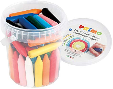 Morocolor PRIMO, 60 Pastelli di cera jumbo nudi, 12 Colori intensi e brillanti, Colori a cera ergonomici, Non sporcano le mani, Ottimi anche per i più piccoli, Sicuri e conformi