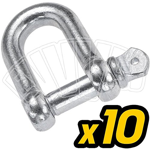 10 Stück – 14 mm Schäkel gerade verzinkt Schäkel für Kette Kabel Seil Seil Haken