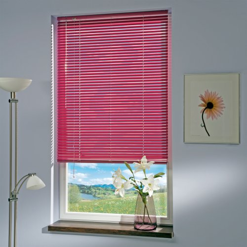Liedeco Aluminium Jalousie 240 cm breit x 160 cm hoch Farbe Flieder Lila Alu Lamellen Metall Rollo Jalousette Fensterjalousie