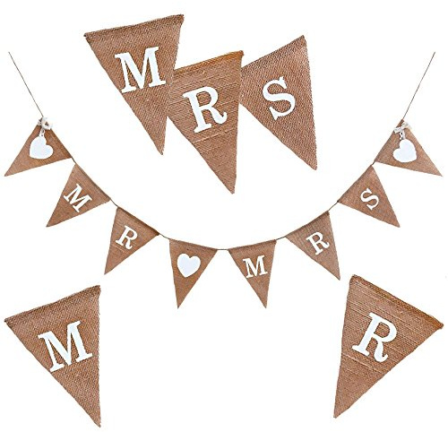 Oblique Unique® Mr & Mrs Jute Girlande Hochzeit Banner