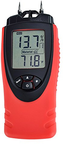 eH710T Moisture Meter by ennoLogic – Digital LCD Pin Type with 7 Material Settings for Wood, Cement, Mortar, Brick, Drywall, Carpet – Backlight, Hold, Max/Min, Air Temperature, and Holster