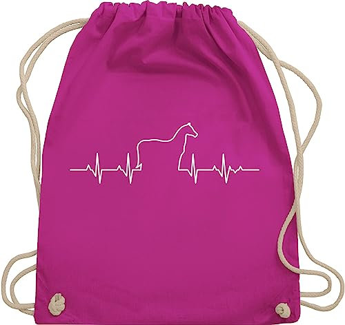 Shirtracer Turnbeutel Rucksack - Taschen - Herzschlag Pferd I Geschenk Pferde I - Unisize - Fuchsia - geschenke mit pferden pferdebeutel pferdeliebhaber tiermotiv juterucksäcke tasche pferdesport