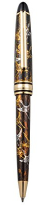 箔一 Hakuichi A133-01009 Ballpoint Pen, Thousand Cranes, Lacquer, 5.3 x 0.5 x 0.5 inches (135 x 12 x 12 mm)
