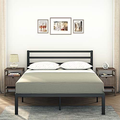 AMBEE21 Golden Gate Beds Modern Bed Frame Full Size Black Headboard Footboard Wrought Rod Iron Art Heavy Duty Steel Metal Platform Farmhouse Industrial Style 800 lbs Capacity CastleBeds