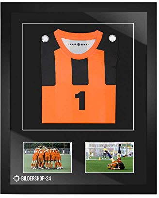 Bildershop-24 Bilderrahmen Trikotrahmen stabil RahmBig Schwarz 50 X 70 cm Rahmen für Trikots, Sport Shirts + Passepartout Schwarz