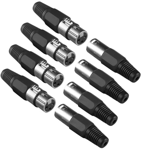 wecan 4Pack Xlr zu Xlr Stecker 3 Polig Xlr Kanonenkopf, Dmx Stecker Xlr Buchse Nl4fc Dmx Terminal Connector, Xlr Stecker zum Löten Male und Female Kupplung Mikrofon Stecker Xlr Adapter Einbaubuchse