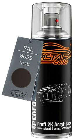 TRISTARcolor RAL 8022 Schwarzbraun matt 2K-Acryl-Lack Spraydose | Sprühdose 400 ml, schnelltrocknend
