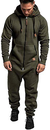 Onsoyours Combinaison Globale pour Hommes Jogging Survêtement De Style Cargo Camouflage Costume De Sport Fitness Jogging Suit One Piece Full Body Suit Hoodies Costume De Loisirs A Armée Verte L