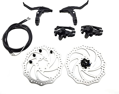 Azatemgo 160mm Bicycle Disc Brake Kit - Front & Rear Caliper, Disc Set, Brake Handles, Cables & Levers, Cable Kit