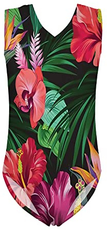 Jeiento Tropical Flower Gymnastics Leotards for Little Girls One-piece Dancing Athletic Leotards