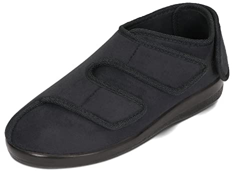 OrtoMed Scarpe Ortopediche Donne Uomo Larghezza Regolabile Strappo 36-46 EU (41, Nero 6051)
