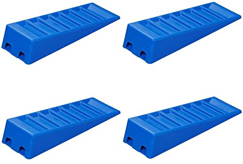 Preiswert&Gut Auffahrkeile Wohnmobil und Wohnwagen 4er Set, robuste Ausgleichskeile für sicheren Stand und Nivellierung bis 3.000 kg, Blau