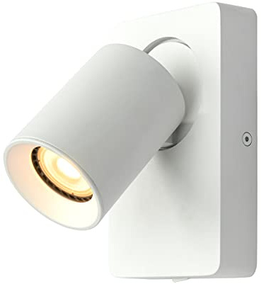 Topmo-plus lampara de pared con interruptor dormitorio Aplique de mesita de noche focos de pared de interior cabecero cama giratorio blanco GU10 5w LED Bombilla dimmer