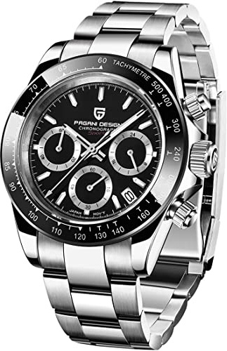 RollsTimi Orologio da uomo Orologio sportivo multifunzione Movimento cronografo al quarzo Giappone VK63 Cinturino in acciaio inox impermeabile 100M