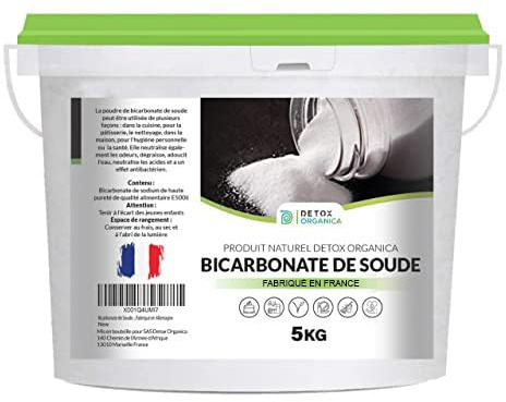 DETOX ORGANICA Bicarbonate de Soude Ménager 5kg | Qualité Alimentaire et Entretien de la Maison - Extra fin et 100% Naturel - Poudre sans OGM, sans colorant et sans EDTA