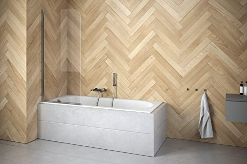 BADLAND Duschwand für Badewanne 70x140 Badewannenabtrennung 1-teilig Prime I Gehärtetes Glas 5mm