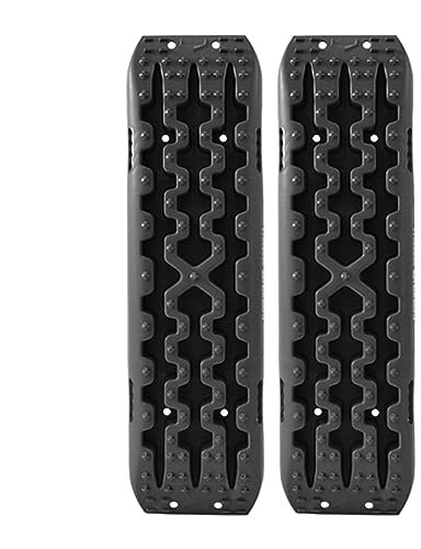 Offroad-Traktionsbretter, tragbare Reifen-Traktionsmatten, Bergungs-Traktionsspuren, Sandschlamm-Schneepolster-Reifenleiter für (Farbe: Rot, Größe: 41,3 x 11,8 Zoll - 2 Stück) (Schwarz 41,3 x 11,8 Z