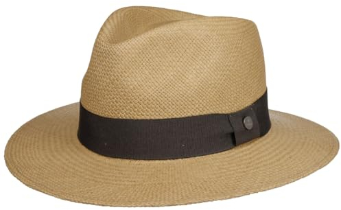 LIERYS The Sophisticated Stone Panamahut Naturfarbener Traveller Stil Eleganter Hut mit UV Schutz 50 Made in Ecuador Unisex Frühjahr Sommer Natur-grau XXL (63-64 cm)