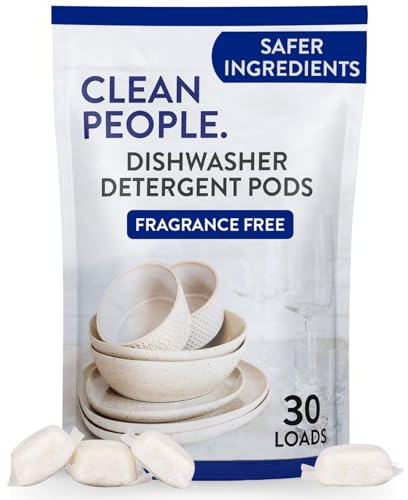 The Clean People Dishwasher Pods - Cuts Grease & Rinses Sparkling Clean - Residue-Free - Phosphate Free Dishwashing Pods - Fragrance Free, 30 Pack