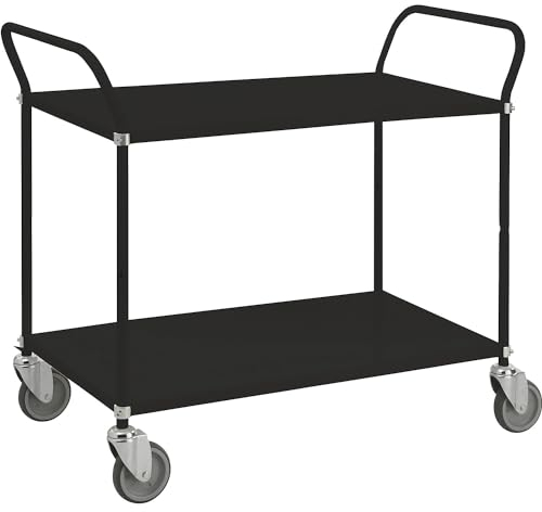 Kongamek | Tischwagen schwarz | Tragfähigkeit 250 kg | 2 Etagen