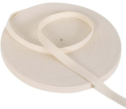 Baumwoll Schrägband 12mm 50mBaumwoll Gurtband Bänder zum Basteln Fischgrätenstich Einfassband Baumwolle Soft Nahtband Twillband für DIY Handwerk, Schrägband für Näharbeiten (Retro Weiß)
