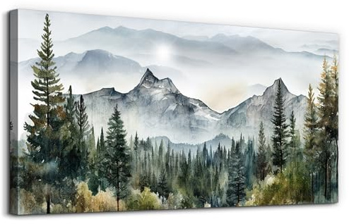 MHARTK66 Modern ästhetische Bilder Wohnzimmer Landschaft Gemälde 50x100 cm | waldmuster, leinwandmaterial, hd-druck, leicht zu hängen, einfache montage, für viele räume geeignet, gute geschenkidee