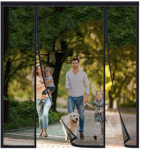 FYHDSH Fliegengitter Balkontür, Fliegengitter Tür, Magnetvorhang Doppeltür Insektenschutz Balkontür Fliegenvorhang, für Türen Terrasse, Schiebetüren, Klebemontage, Schwarz-B-120x220cm