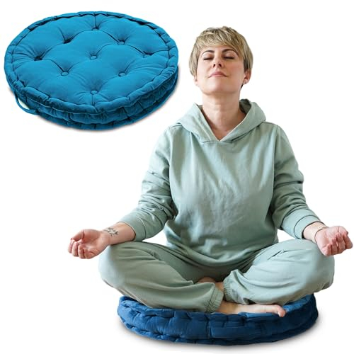 Amazinggirl Cojin meditacion y Yoga zafu - Cojín de Suelo Redondo Soporte ergonómico Ideal para Postura relajación Ejercicios Bienestar Uso Interior y Exterior cjoines meditación