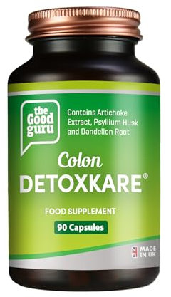 The Good Guru DetoxKare Colon Cleansing Supplement- 90 Vegetable Capsules | Artichoke Extract, Psyllium Husk, Dandelion Root, Magnesium, N-Acetyl Cysteine, L-Glutathione, Alpha Lipoic Acid | GMO |