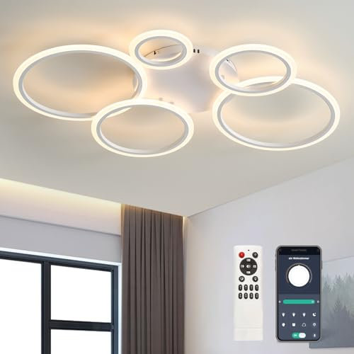 Tetipa LED Deckenleuchte Dimmbar, 60W-120W Deckenlampe LED Wohnzimmerlampe mit Fernbedienung APP Farbwechsel, Moderne Wohnzimmerlampe Dimming Deckenbeleuchtung Schlafzimmerlampe