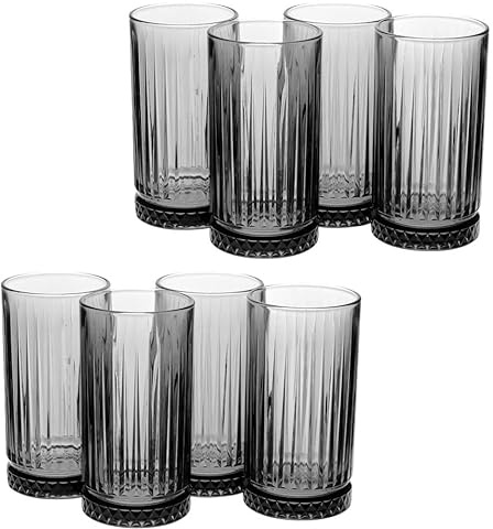 Queensway Home & Dining Elysia Coloured Glasses Set Premium 355ml & 450ml Whiskey Tumblers, Vintage Cut Design Dishwasher Safe, Ideal for Cocktails, Water or Gifts Set of 4/8