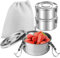 Juego de 3 cajas de almuerzo de acero inoxidable, caja de almuerzo de acero inoxidable, caja de bento de acero inoxidable, cajas de almuerzo de acero inoxidable con tapa para bocadillos, frutas,