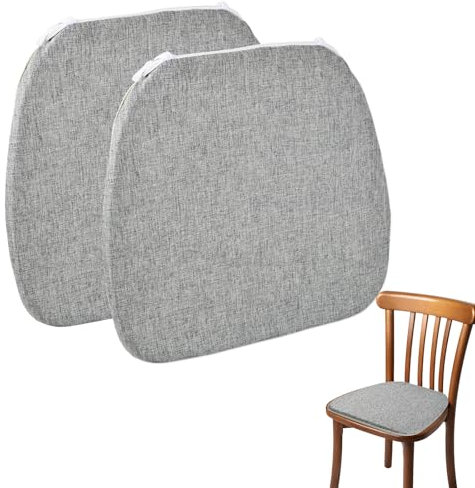 YILANJIN Set of 2 Kitchen Dining Chair Pad with Ties, Horseshoe Dining Cushion 40x42x3cm, Solid Color Non-Slip Seat Pad for Home Office Car Kitchen Patio Garden Dining Room Washable Cover