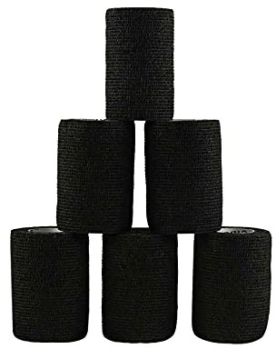 1/3/6 Haftbandagen Größe+Farbe wählbar - selbsthaftende Bandage Fixierverband selbstklebend, Farbe:6 Stück | 7.5 cm | schwarz