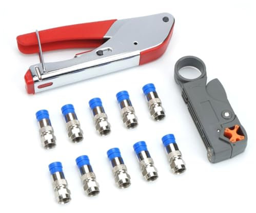 Uonlytech 10piezas Alicates De Crimpeo Para Cableado Profesional Herramienta De Sujeción Para Cables Coaxiales Para Montaje Pared Incluye Conectores Tipo Para Instalación