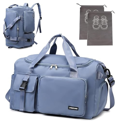 LIAMERHE 3 in 1 Sporttasche Damen Herren 42L Reisetasche mit Schuhfach Nassfach Wasserdicht Trainingstasche Rucksack mit Schuhbeutel Weekender Schwimmtasche Fitnesstasche für Reisen Fitness Sport