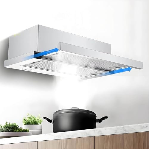 DHMYYXGS Campana Extractora 70cm | Campana Telescópica Extractora | Campana Extractora Contacto Ventana | Modo Recirculación Y Extracción Aire | Caudal Aire 18m³/Min | Luz LED Bajo Coste,70cm