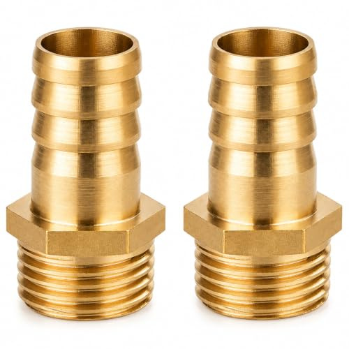 QZKJQDD 2 Stück 16 mm Messing Schlauchtülle Hose Barb Fittings, 1/2 Zoll Schlauchnippel Verbinder Messing, Rohr Adapter, Schlauchtülle für Wasser, Gas, Luft