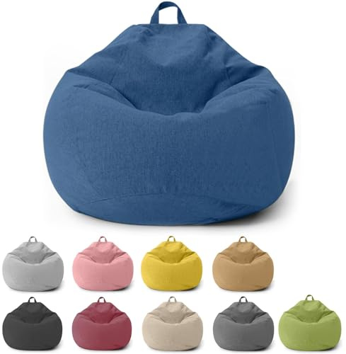 Chingcoo Pouf per bambini e adulti, fodera solo (senza imbottitura) per camera da letto, ufficio, soggiorno, terrazza (blu, 100 x 120 cm)