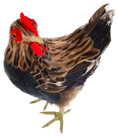 FUNOMOCYA Décoration Poule Factice Réaliste pour Jardin Et Maison Statuette Poule en Mousse Plumage Synthétiques Debout Taille 3 Ornement De Jardin Animalier Sûr Et Facile à Nettoyer