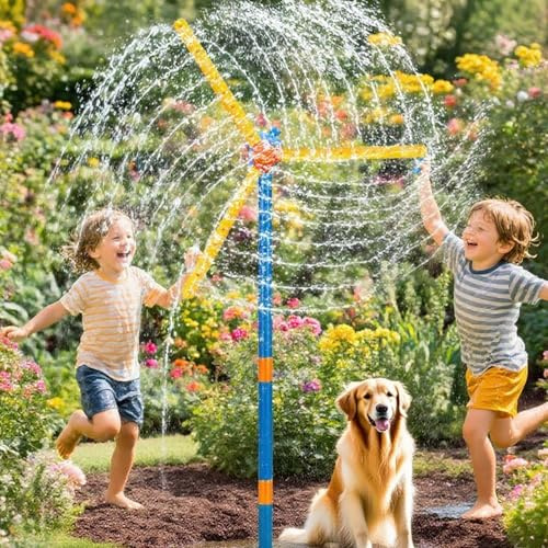 Outdoor Water Sprinkler Toy, Sprinklers Toy With 360° Roating Spray Nozzles, Summer Backyard Garden Lawn Pool Play, 2 In 1 Water Sprinkler, Outdoor Water Summer Play Sets for Boys Girls (C)