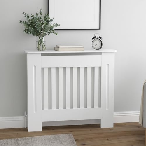 GHC White Radiator Cover Cabinet – Stylish Wooden Heater Cover with Shelf, Modern Radiator Cabinet for Living Room, Bedroom & Hallway – Safe & Practical Home Furniture，Small