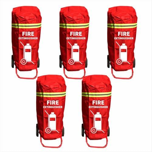 Cubierta para extintor de incendios para carrito – Funda protectora de seguridad contra incendios con ruedas, accesorio duradero resistente a arañazos y arañazos (se adapta a 110 libras, 5 piezas)