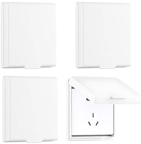 4 Pièces Autocollant Cache Interrupteur Mural,Type 86 Cache Prise Etanche Electrique Murale,Cache Prise,Autocollant Prise Couvercle Interrupteur,Pour Salle De Bain, Chambres, Cuisine, Extérieur,Blanc