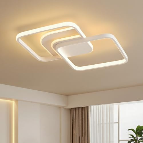 Amdelne LED Deckenlampe Dimmbar 65CM, 45W 5600lm Deckenleuchte Wohnzimmer mit Fernbedienung/Memory-Funktion, Stufenlos 2800-6000K Wohnzimmerlampe für Schlafzimmer Esszimmer Kinderzimmer Flur, Weiß