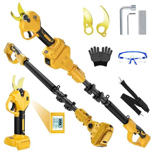 Pole Pruning Shears for Dewalt 20V Max Battery (No Battery), Brushless Electric Pruner with 8.2 Ft Extension Pole, 1.2'' Cutting Diameter, LCD Display, SK5 Blade, for Gardening Tree Pruning