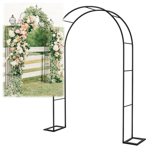 Arche de jardin en métal pour plantes grimpantes - Décoration de jardin pour mariages, anniversaires et quinceaneras - 1,4 à 3,5 m - Réglable - Noir - 2 x 2,30 m