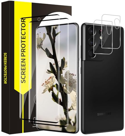 Carantee 2+2 Stück Schutzfolie für Panzerglas für Samsung Galaxy S21 Ultra 5G, Ultra-Klar Samsung S21 Ultra Kameraschutz, 3D Ultrabeständig S21 Ultra 5G Displayschutzfolie